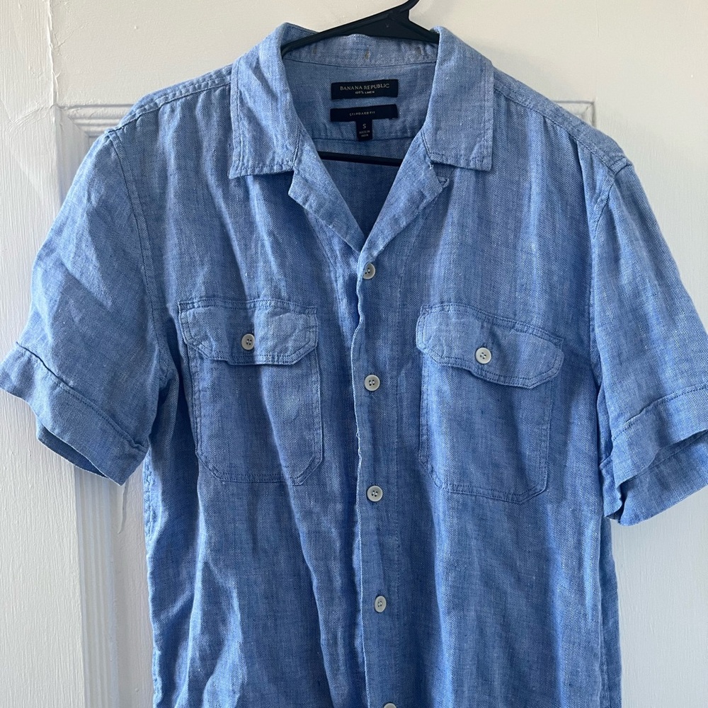BANANA REPUBLIC SHORT SLEEVE LINEN , COTTON SHIRT Size Small